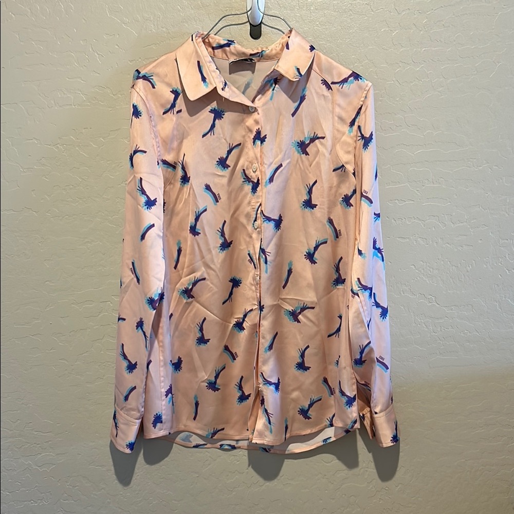 Sonia Rykiel Paris Pink and Blue Button Down Top